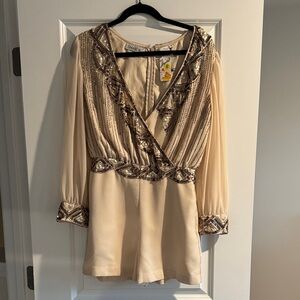 Sheer Beige Sequin Romper